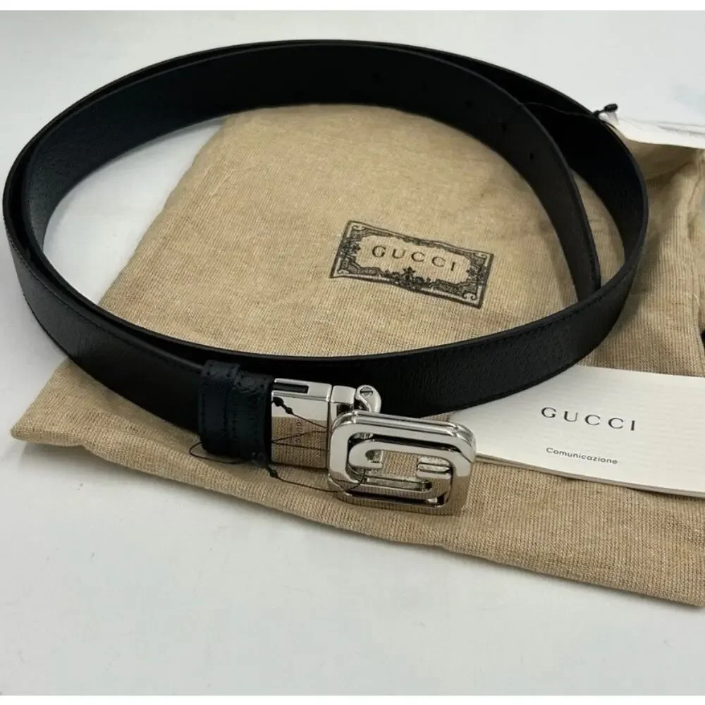 Men's Gucci interlocking G leather belt 120 cm/46 inches made in Italy